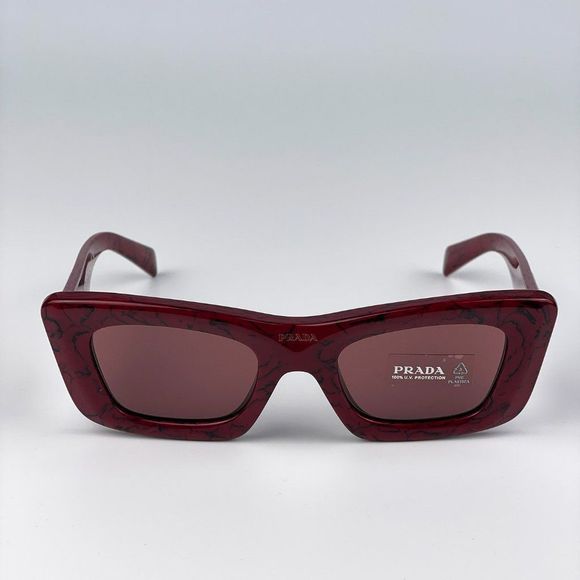 Prada PR13ZS 15D08S Sunglasses Etruscan Marble Red Dark Violet Cat Eye Women - Picture 10 of 15
